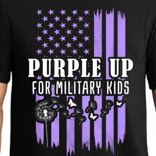 Usa Flag Purple Up For Military Child Dandelion Pajama Set