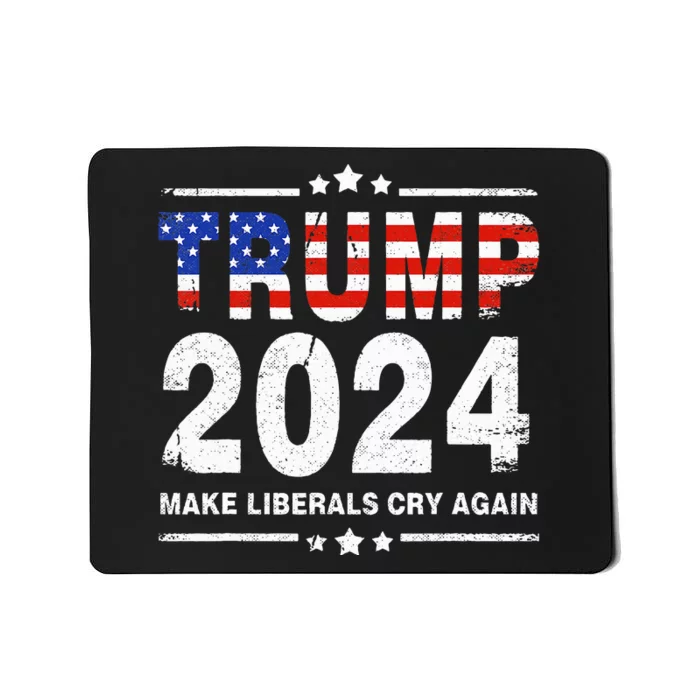 Usa Flag President Trump 2024 Make Liberals Cry Again Funny Mousepad