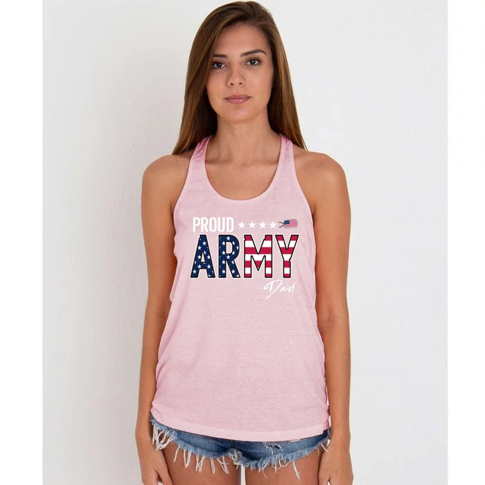 Us Flag Proud Army Dad Funny Gift Women's Knotted Racerback Tank