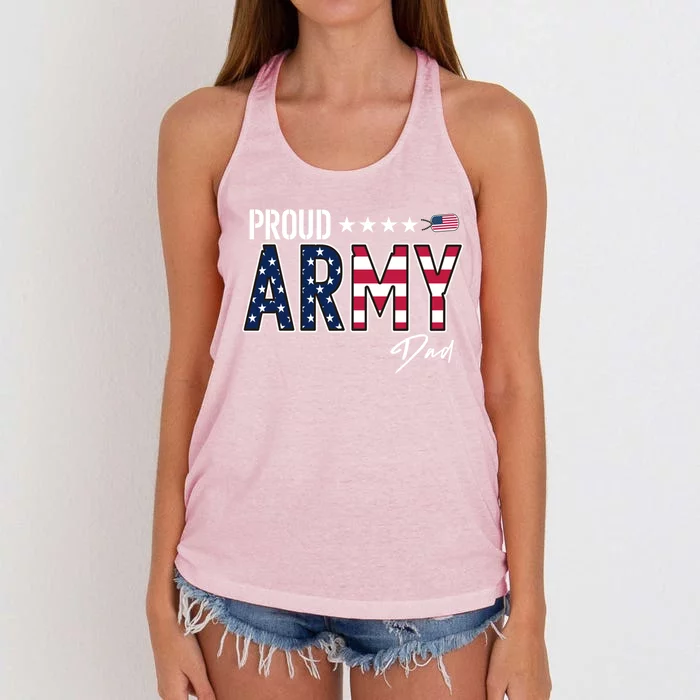 Us Flag Proud Army Dad Funny Gift Women's Knotted Racerback Tank