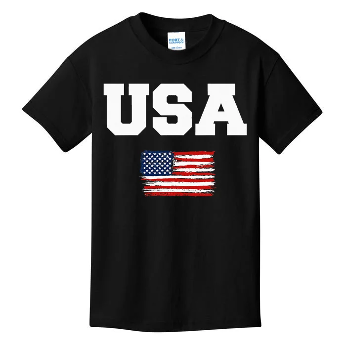 USA Flag Patriotic 4th of July America day of Independence Kids T-Shirt