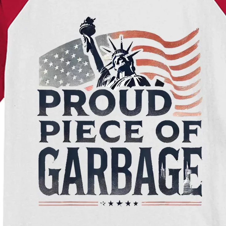 Us Flag Proud Piece Of Garbage For Trump Supporter Gift Kids Colorblock Raglan Jersey