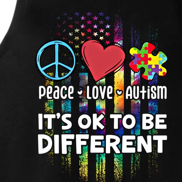 Usa For Peace Love Autism ItS Ok To Be Different Cool Gift Ladies Tri-Blend Wicking Tank