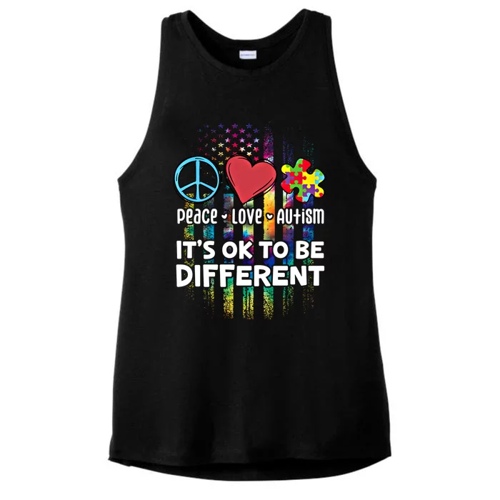 Usa For Peace Love Autism ItS Ok To Be Different Cool Gift Ladies Tri-Blend Wicking Tank