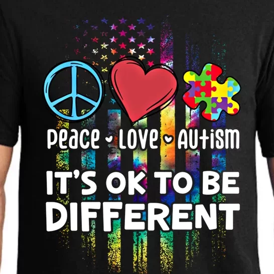 Usa For Peace Love Autism ItS Ok To Be Different Cool Gift Pajama Set