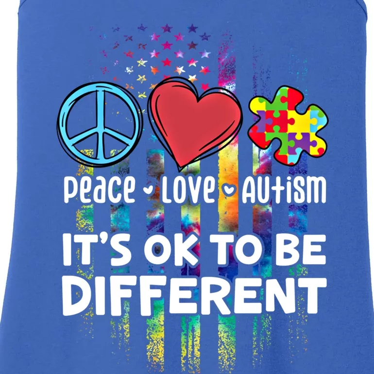 Usa For Peace Love Autism ItS Ok To Be Different Cool Gift Ladies Essential Tank