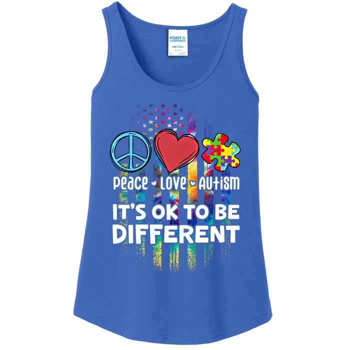 Usa For Peace Love Autism ItS Ok To Be Different Cool Gift Ladies Essential Tank