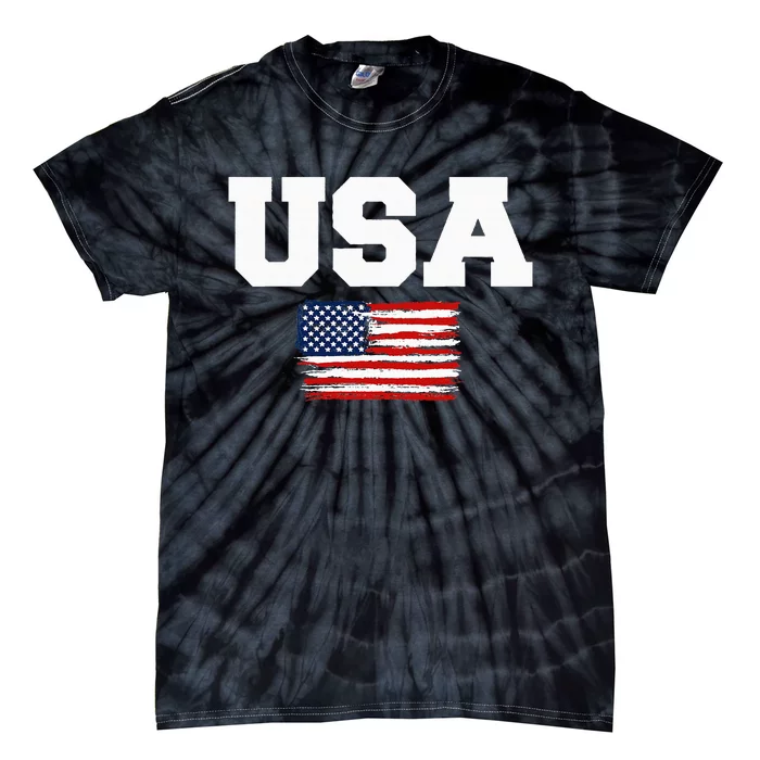 USA Flag Patriotic 4th of July America day of Independence Tie-Dye T-Shirt