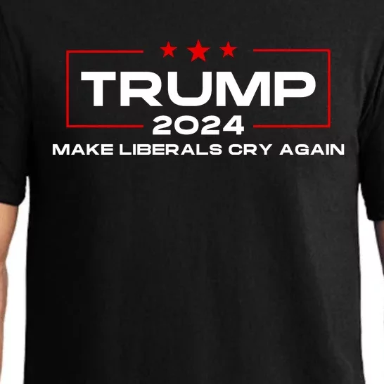 Usa Flag President Trump 2024 Make Liberals Cry Again Funny Pajama Set