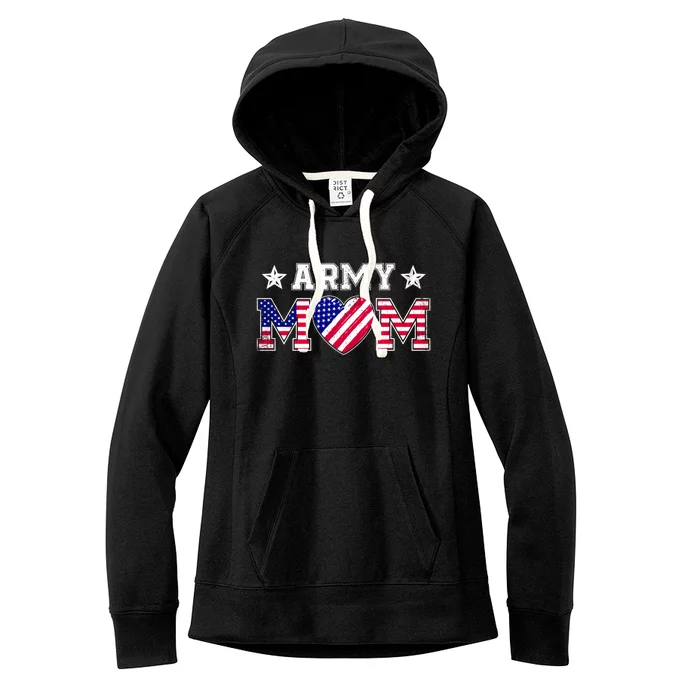 Usa Flag Proud Army National Guard Mom Military Mother's Day Gift Women's Fleece Hoodie