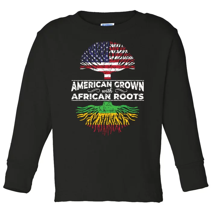 Us Flag Pride African American Heritage Black History Month Toddler Long Sleeve Shirt