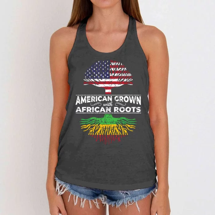 Us Flag Pride African American Heritage Black History Month Women's Knotted Racerback Tank