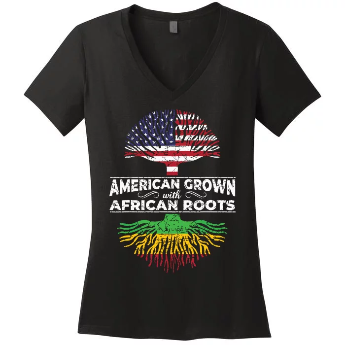 Us Flag Pride African American Heritage Black History Month Women's V-Neck T-Shirt