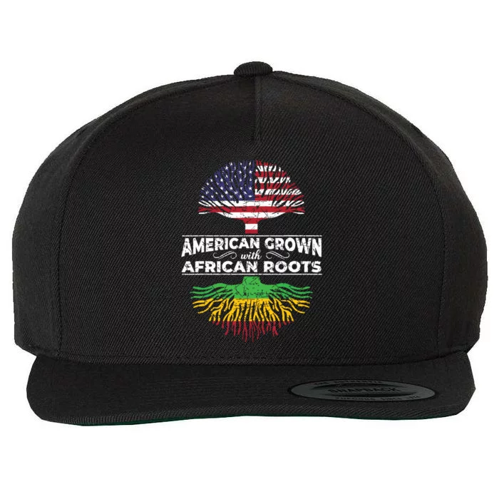 Us Flag Pride African American Heritage Black History Month Wool Snapback Cap