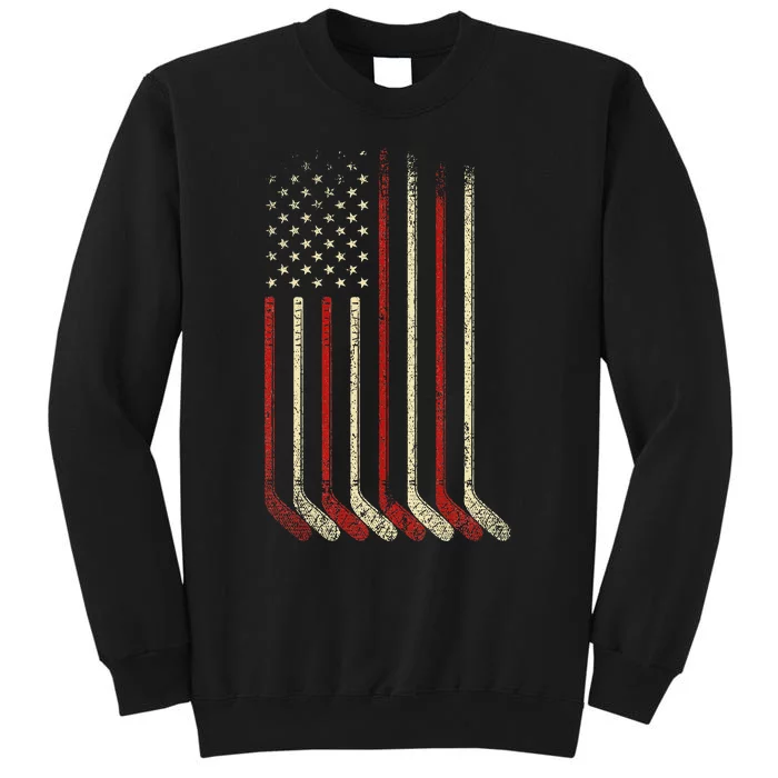 Us Flag Patriotic American Hockey Player Ice Hockey Tall Sweatshirt