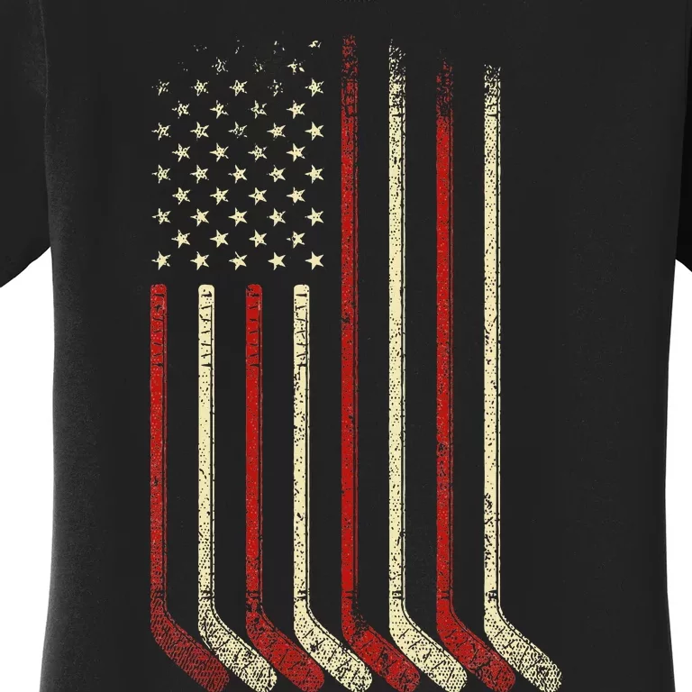 Us Flag Patriotic American Hockey Player Ice Hockey Women's T-Shirt