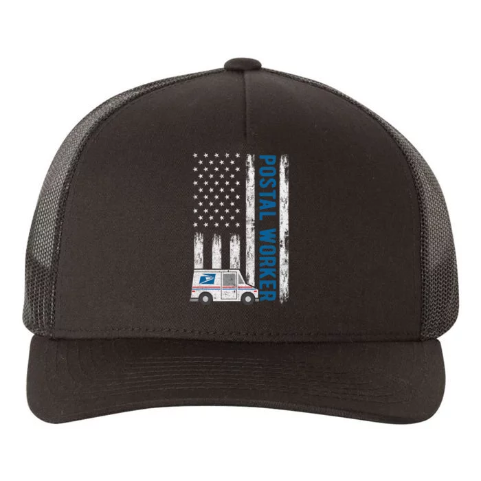 USA Flag Patriotic Postal Worker Mailman Mail Lady Novelty Yupoong Adult 5-Panel Trucker Hat