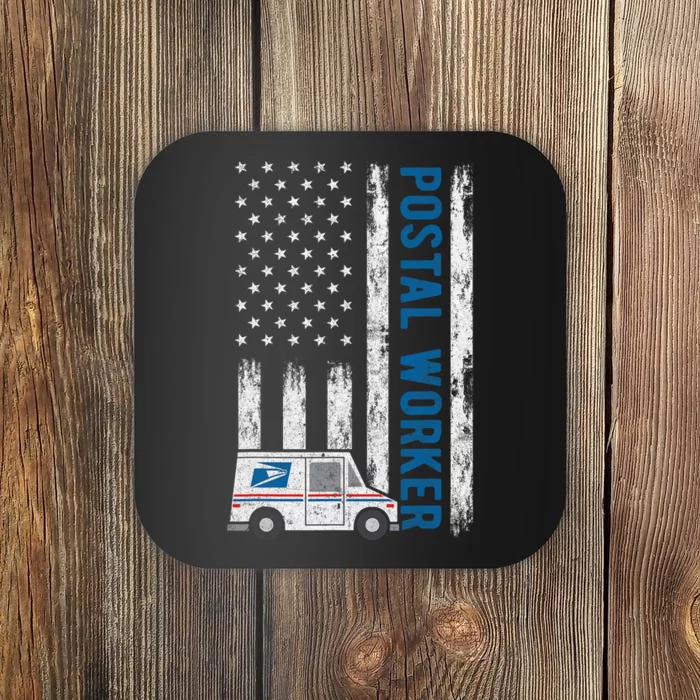 USA Flag Patriotic Postal Worker Mailman Mail Lady Novelty Coaster