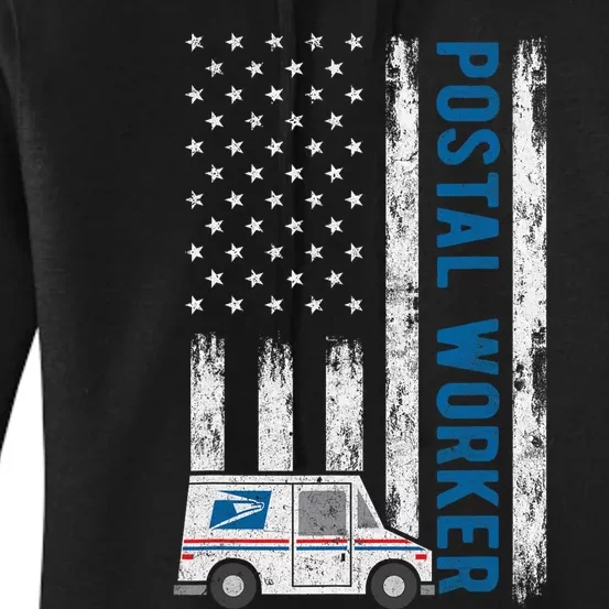 USA Flag Patriotic Postal Worker Mailman Mail Lady Novelty Women's Pullover Hoodie