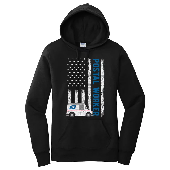 USA Flag Patriotic Postal Worker Mailman Mail Lady Novelty Women's Pullover Hoodie