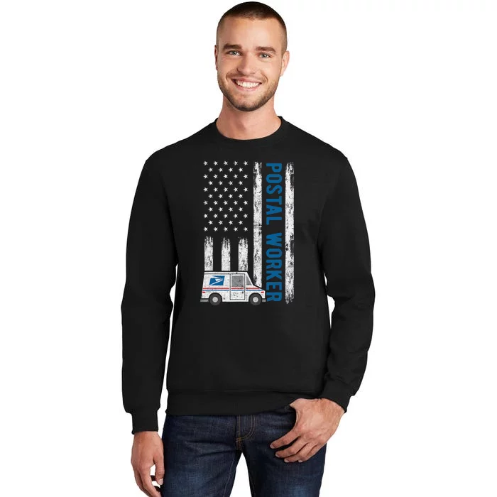 USA Flag Patriotic Postal Worker Mailman Mail Lady Novelty Tall Sweatshirt