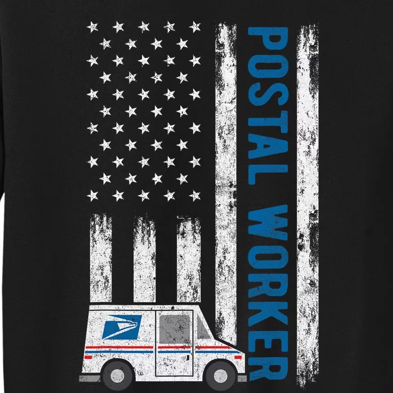 USA Flag Patriotic Postal Worker Mailman Mail Lady Novelty Tall Sweatshirt