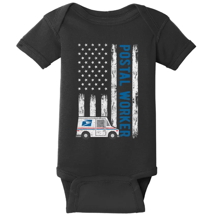 USA Flag Patriotic Postal Worker Mailman Mail Lady Novelty Baby Bodysuit