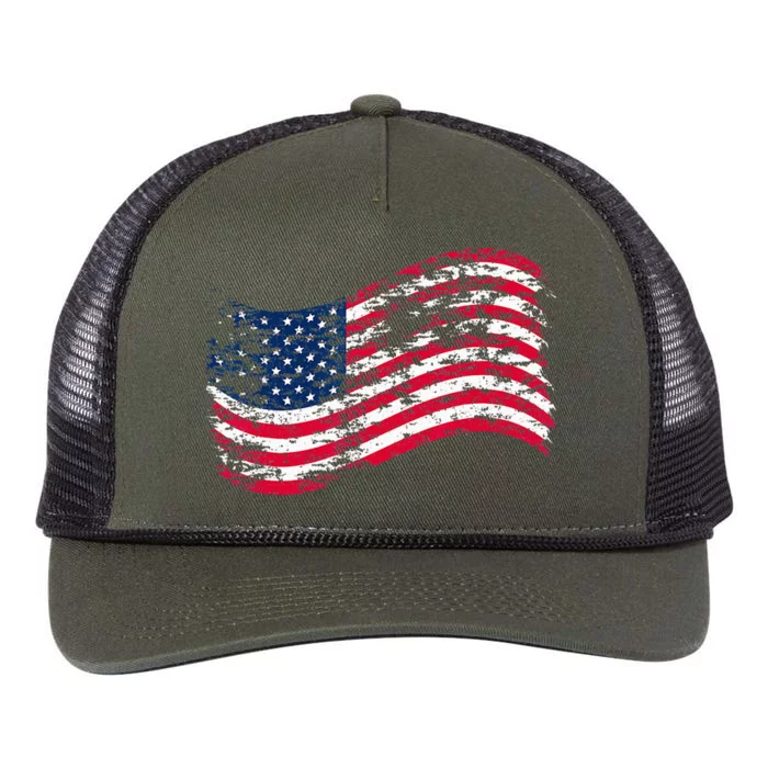 USA Flag Patriotic 4th of July America day of Independence Retro Rope Trucker Hat Cap