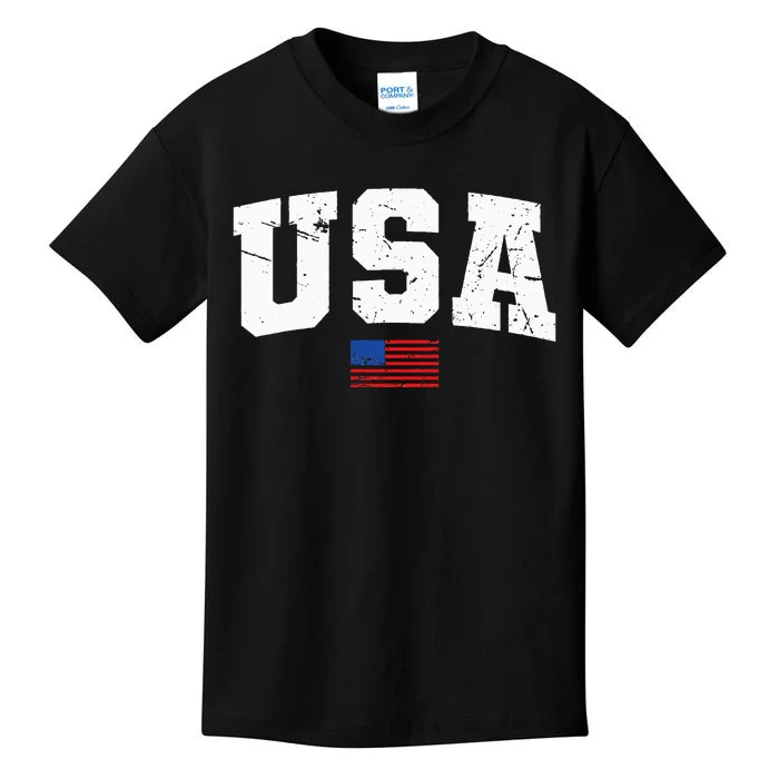 USA Flag Patriotic 4th of July America day of Independence Kids T-Shirt