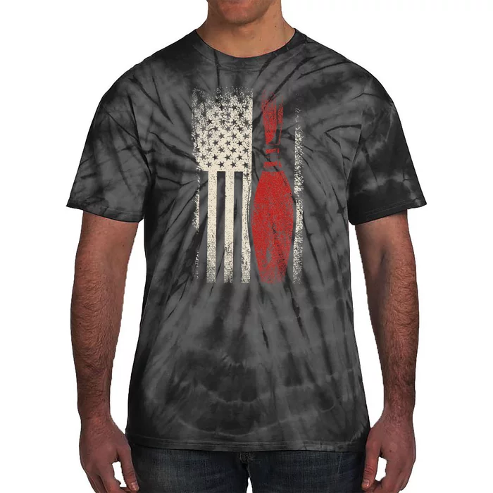 Usa Flag Patriotic American Bowler Gift Bowling Pins Bowling Tie-Dye T-Shirt