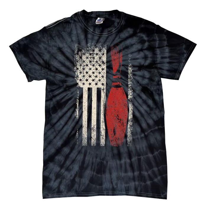 Usa Flag Patriotic American Bowler Gift Bowling Pins Bowling Tie-Dye T-Shirt