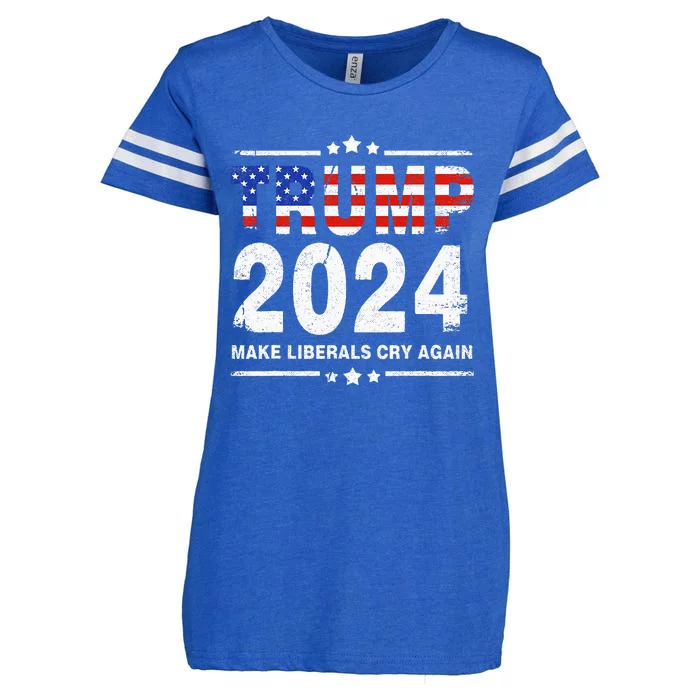 Usa Flag President Trump 2024 Make Liberals Cry Again Enza Ladies Jersey Football T-Shirt