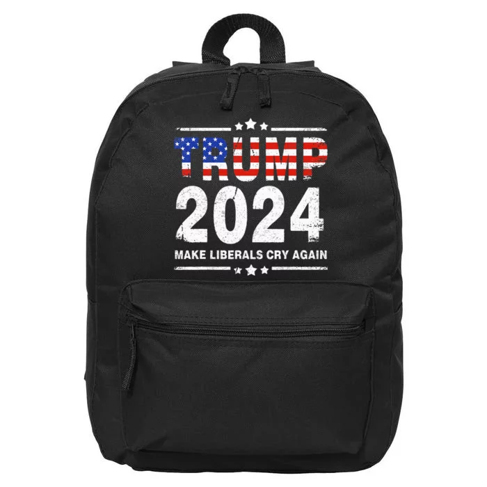 USA Flag President Trump 2024 Make Liberals Cry Again 16 in Basic Backpack