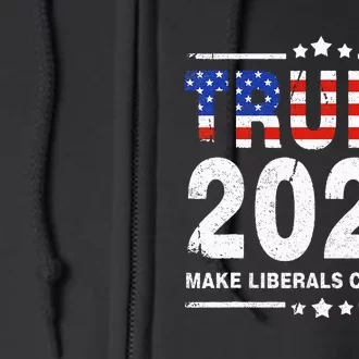 USA Flag President Trump 2024 Make Liberals Cry Again Full Zip Hoodie