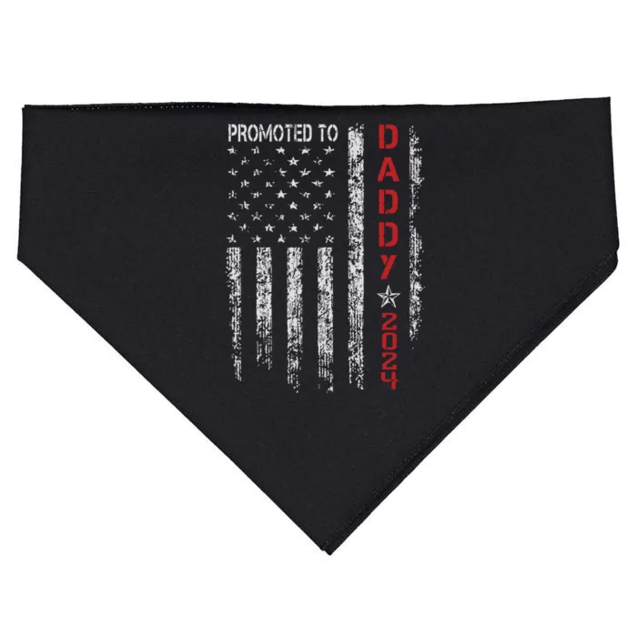 Usa Flag Promoted To Daddy Est 2024 New Dad First Time Dad USA-Made Doggie Bandana