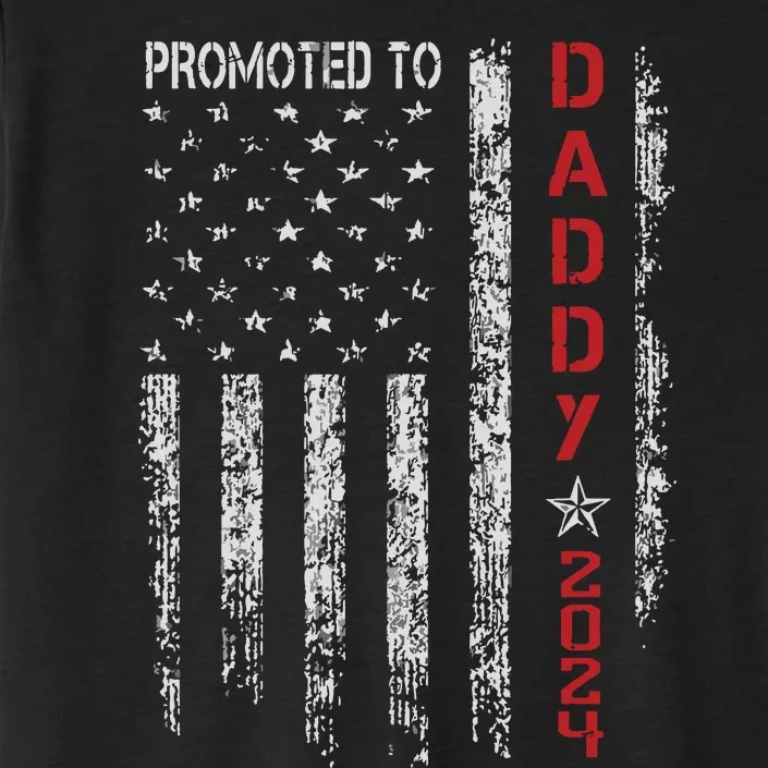 Usa Flag Promoted To Daddy Est 2024 New Dad First Time Dad ChromaSoft Performance T-Shirt