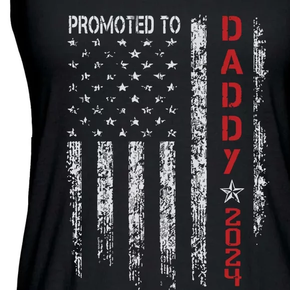 Usa Flag Promoted To Daddy Est 2024 New Dad First Time Dad Ladies Essential Flowy Tank