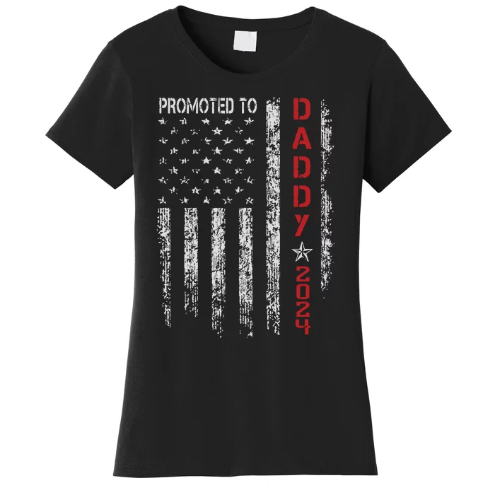 Usa Flag Promoted To Daddy Est 2024 New Dad First Time Dad Women's T-Shirt