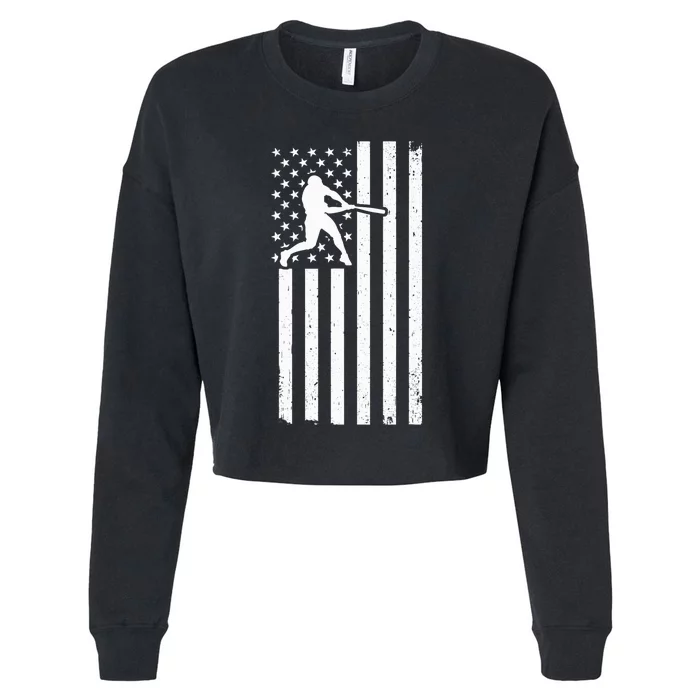 USA Flag Patriot Baseball & Softball Sport Cropped Pullover Crew