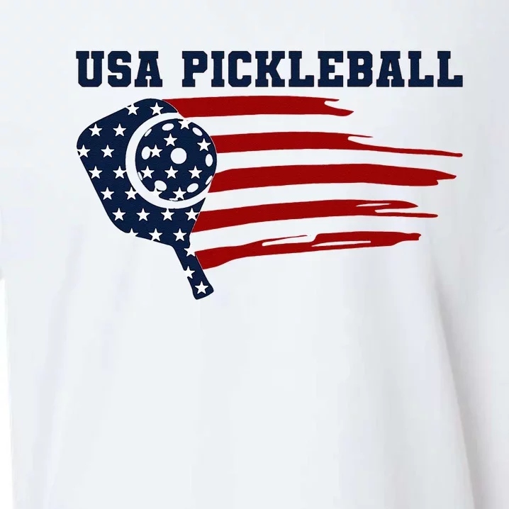 USA Flag Pickleball Design Sueded Cloud Jersey T-Shirt