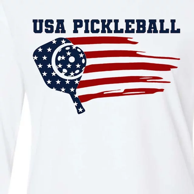 USA Flag Pickleball Design Womens Cotton Relaxed Long Sleeve T-Shirt