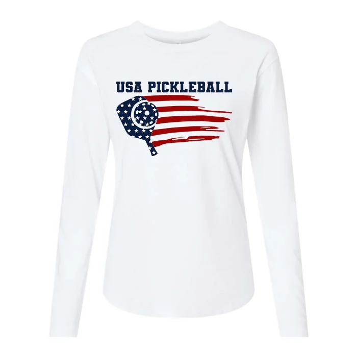 USA Flag Pickleball Design Womens Cotton Relaxed Long Sleeve T-Shirt