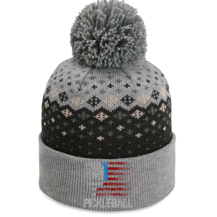 US Flag Pickleball Player Paddleball Lover The Baniff Cuffed Pom Beanie