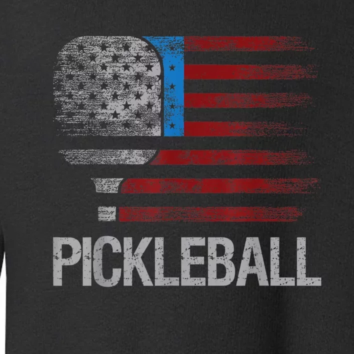 US Flag Pickleball Player Paddleball Lover Toddler Sweatshirt