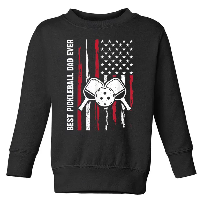 US Flag Pickleball Player Paddleball Lover Toddler Sweatshirt