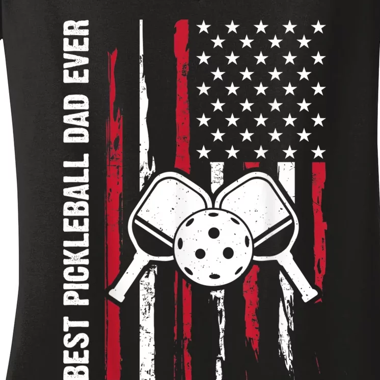 US Flag Pickleball Player Paddleball Lover Women's V-Neck T-Shirt