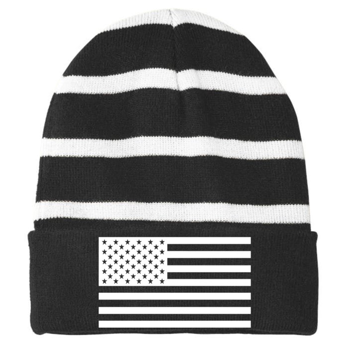 USA Flag Patriotic Front & Back United States Of America Pride Front & Back Striped Beanie with Solid Band