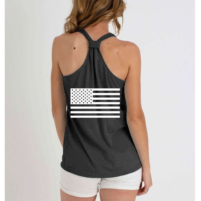 USA Flag Patriotic Front & Back United States Of America Pride Front & Back Women's Knotted Racerback Tank