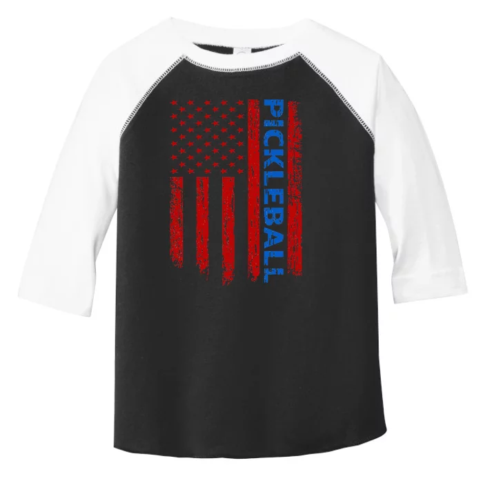 US Flag Pickleball Player Paddleball Lover Toddler Fine Jersey T-Shirt