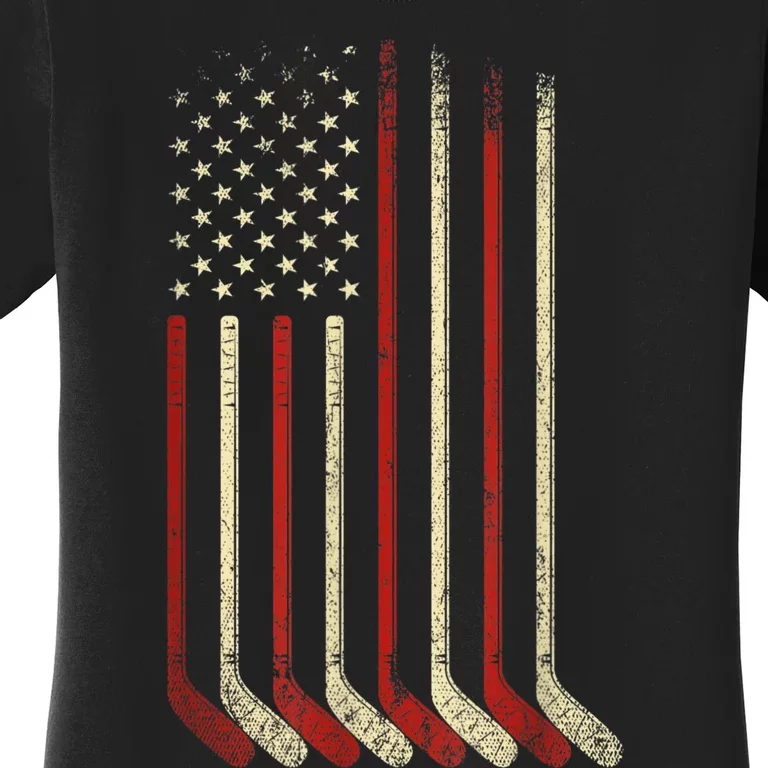 US Flag Patriotic American Hockey Player Ice Hockey Women's T-Shirt